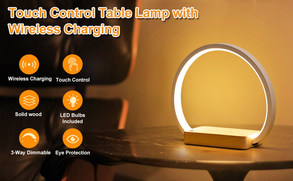 Wooden Table Lamp and Wireless Charger