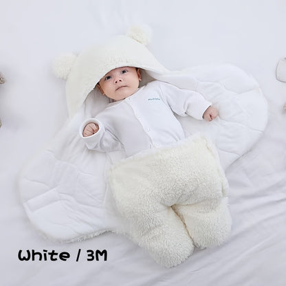 Winter Baby Sleeping Bag Bear Nap Printed Sleeping Bag, Suitable For Babies Aged 0-10 Months, Soft Nap Mat With Removable Pillow