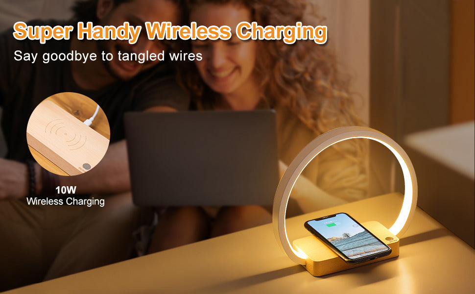 Wooden Table Lamp and Wireless Charger